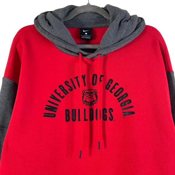 University of Georgia Bulldogs Nike Colorblock Pullover Hoodie Red - Picture 4 of 12